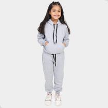 Conjunto Moletom Blusa e Calça Infantil Canguru Liso Com Capuz e Bolso