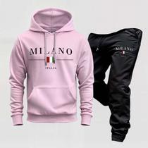 Conjunto Moletom Blusa Frio Calça Milano Italy Abrigo Inverno
