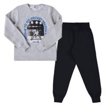 Conjunto moletom blusão mescla hockey e calça preta Marlan Conjunto moletom blusão mescla hockey e calça preta Marlan