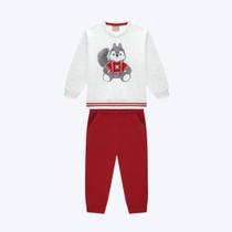 Conjunto Moletom Bordado Esquilo Infantil Menino Milon 2000812 Mescla Claro