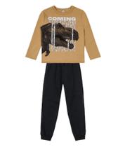 Conjunto Moletom Brandili Dinossauro Marrom Cód: 226 Conjunto Moletom Brandili Dinossauro Marrom Cód: 226