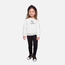 Conjunto Moletom Butterflies E Calça Legging Molecotton Infantil Menina Have Fun 29426 Branco