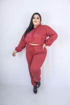 Conjunto Moletom Calça Punho E Blusa Canguru Capuz Plus Size Conjunto Moletom Calça Punho E Blusa Canguru Capuz Plus Size