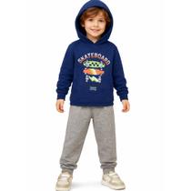 Conjunto Moletom Capuz Infantil Algodão Menino Inverno 4 6 8