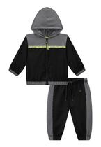 Conjunto Moletom Cinza e Preto Bebê Menino Johnny Fox