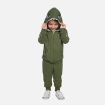 Conjunto Moletom Com Capuz Dino E Calça Moletom Infantil Menino Have Fun 29493 Verde
