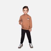 Conjunto Moletom Com Capuz E Calça Moletom Infantil Menino Have Fun 29455 Marrom