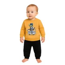 Conjunto Moletom Com Punhos Infantil Menino Estampado Kyly Conjunto Moletom Com Punhos Infantil Menino Estampado Kyly