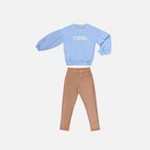 Conjunto Moletom Cool E Calça Legging Cotton Infantil Menina Have Fun 29376 Bege