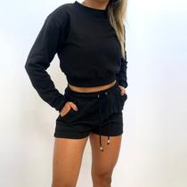 Conjunto Moletom Cropped e Short Estiloso e Confortável
