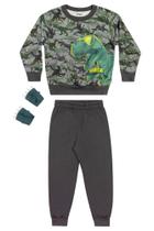 Conjunto Moletom Dinossauro T-Rex Infantil Menino Flanelado com Luva Divertida - Elian Conjunto Moletom Dinossauro T-Rex Infantil Menino Flanelado com Luva Divertida - Elian