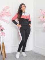 Conjunto Moletom e Calça Inverno Luxo Crepe Tricolor Moda Feminina Oferta Barato