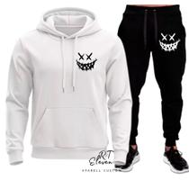 Conjunto Moletom Estampado Personalizado Evil Smiley Malha100% Algodao Linha Premium