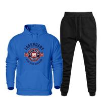 Conjunto Moletom Estampado Plus Size Masculino Blusa Canguru Para o Frio e Calça Quentinha Macia