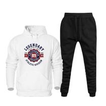 Conjunto Moletom Estampado Plus Size Masculino Blusa Canguru Para o Frio e Calça Quentinha Macia