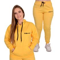 Conjunto Moletom Feminino Blusa E Calça Peluciado Academia