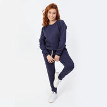 Conjunto moletom feminino blusa gola careca + calça