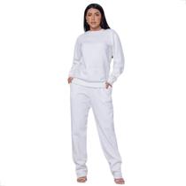 Conjunto Moletom Feminino Blusa Lisa e Calça com 2 Bolsos