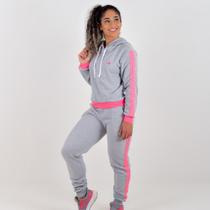 Conjunto Moletom Feminino BYG Brenda Cinza e Rosa