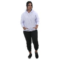 Conjunto Moletom Feminino Calça Preta e Blusa de Moletom cor Branco Conjunto Moletom Feminino Calça Preta e Blusa de Moletom cor Branco