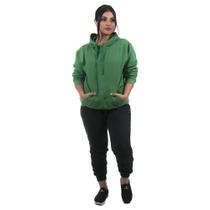 Conjunto Moletom Feminino Calça Preta e Blusa de Moletom cor Verde Conjunto Moletom Feminino Calça Preta e Blusa de Moletom cor Verde
