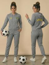Conjunto Moletom Feminino Com Capuz E Zíper Casual Brasil