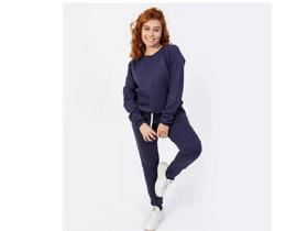 Conjunto Moletom Feminino Flanelado Gola Careca Blusa de frio e Calça de moletom abrigo de inverno