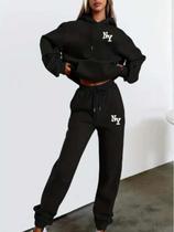 Conjunto Moletom Feminino new york streetwear com calça style blusa de frio Premium