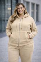 Conjunto Moletom Feminino Plus Size Com Zípe E Botão 2253