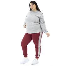 Conjunto Moletom Feminino Plus Size Flanelado Blusa Calça