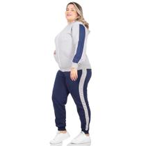 Conjunto Moletom Feminino Plus Size Jaqueta Calça Flanelado