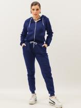 Conjunto Moletom Feminino Roupas De Frio Feminina Blusa Canguru Zíper C/ Capuz Calça Moda Inverno