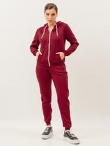 Conjunto Moletom Feminino Roupas De Frio Feminina Blusa Canguru Zíper C/ Capuz Calça Moda Inverno