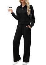Conjunto Moletom Feminino XIEERDUO - 2 Peças, Preto, Tamanho P