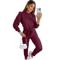 Conjunto Moletom Femino Manfa Longa Ombro Bufante Elegante CLOCHARD Ref 2021