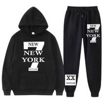 Conjunto Moletom Flanelado Calça e Blusa Canguru Casual N Y 7