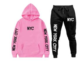Conjunto Moletom Flanelado Casual Top NYC