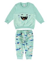 Conjunto Moletom Flanelado Infantil Menino Bebê em Pelúcia Monstrinhos Peluciado - Malwee Conjunto Moletom Flanelado Infantil Menino Bebê em Pelúcia Monstrinhos Peluciado - Malwee