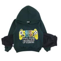 Conjunto Moletom Flanelado Infantil Menino Blusa Com Capuz