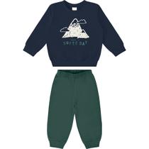 Conjunto Moletom Flanelado Malwee Kids Menino Tam 1 ao 3 Blusão Calça Infantil Inverno