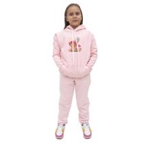 Conjunto Moletom Flanelado Menina Infantil Estampa Ursinho Blusa de Capuz e Calça Basica Algodao