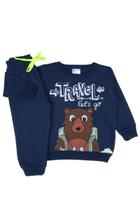 Conjunto Moletom Flanelado Menino Infantil Azul Marinho Frio