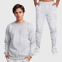 Conjunto Moletom Gola Redonda e Calça Masculina Lisa