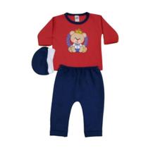 Conjunto Moletom grosso para bebê 0-4 meses menino com touca