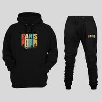 Conjunto Moletom Infantil Abrigo De Frio Estampado Paris Meninos