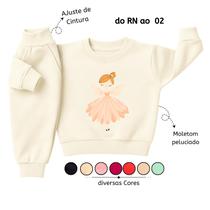 Conjunto Moletom Infantil Bebê Menina Peluciado Roupa Inverno Flanelado Abrigo Fada Algodão Premium
