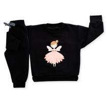 Conjunto Moletom Infantil Bebê Menina Peluciado Roupa Inverno Flanelado Abrigo Fada Algodão Premium