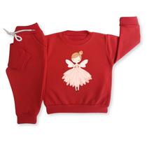 Conjunto Moletom Infantil Bebê Menina Peluciado Roupa Inverno Flanelado Abrigo Fada Algodão Premium