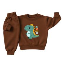 Conjunto Moletom Infantil Bebê Menino Peluciado Roupa Inverno Flanelado Abrigo Dinossauro Premium
