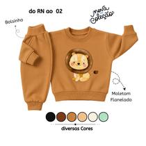 Conjunto Moletom Infantil Bebê Menino Peluciado Roupa Inverno Flanelado Abrigo Leão Algodão Premium Conjunto Moletom Infantil Bebê Menino Peluciado Roupa Inverno Flanelado Abrigo Leão Algodão Premium